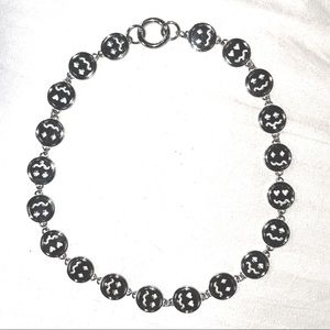 Funky Silver Smiley Face Necklace